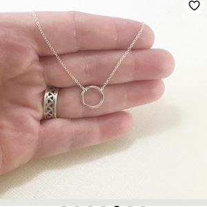 Sterling silver open circle, katana necklace